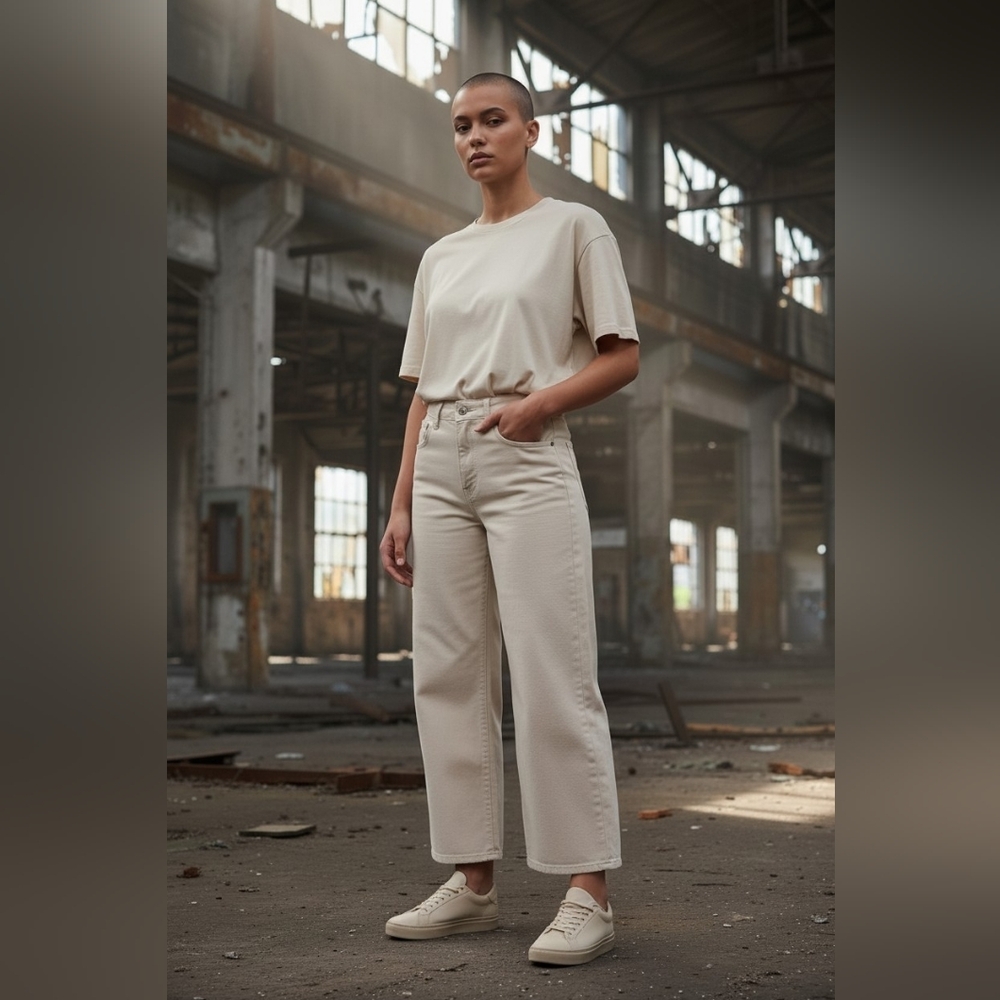 Kut from the Kloth White Slightly Cropped Wide Leg Jeans Misses Size 10
